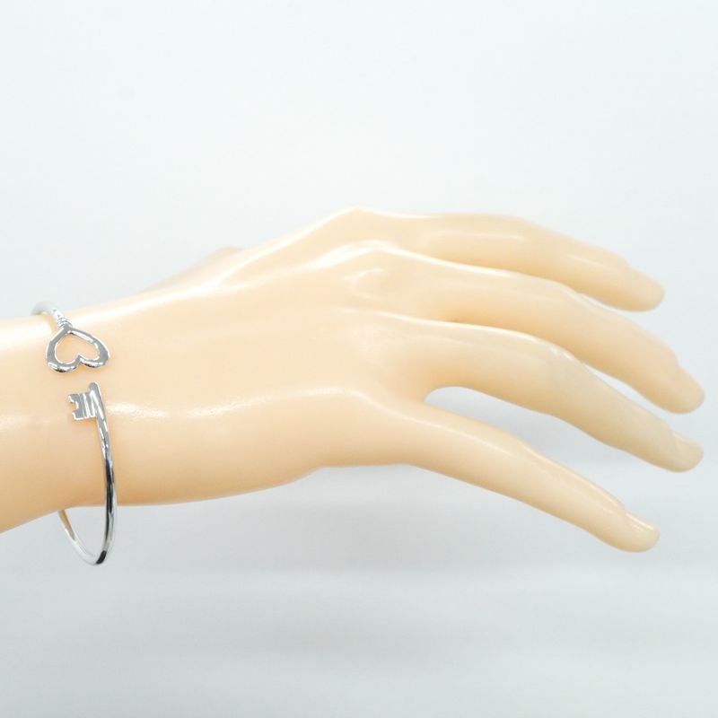 Tiffany & Co Bangle Heart Key 18K White Gold White Togo Old Ladies