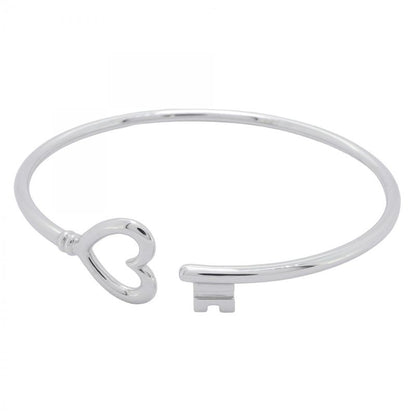 Tiffany & Co Bangle Heart Key 18K White Gold White Togo Old Ladies