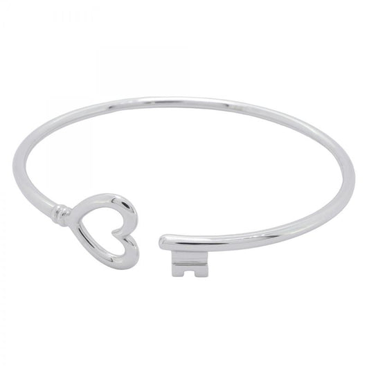 Tiffany & Co Bangle Heart Key 18K White Gold White Togo Old Ladies