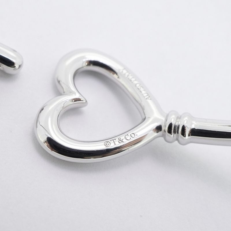 Tiffany & Co Bangle Heart Key 18K White Gold White Togo Old Ladies