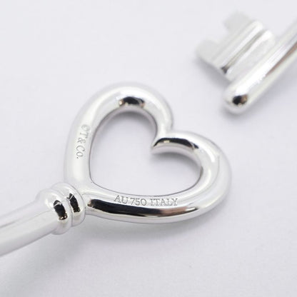 Tiffany & Co Bangle Heart Key 18K White Gold White Togo Old Ladies