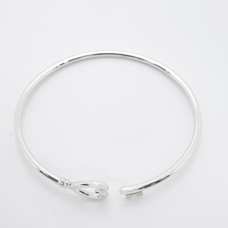 Tiffany & Co Bangle Heart Key 18K White Gold White Togo Old Ladies