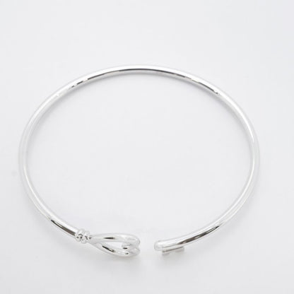 Tiffany & Co Bangle Heart Key 18K White Gold White Togo Old Ladies