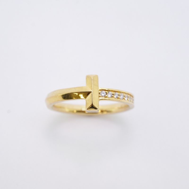 Tiffany & Co Ring T One 18K Yellow Gold Yellow Gold With Diamonds 008ct Size