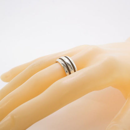 Tiffany & Co Ring Grooved/double Line Silver 925 Size 15 Ladies