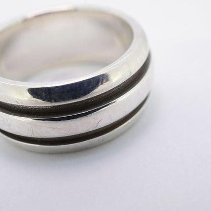 Tiffany & Co Ring Grooved/double Line Silver 925 Size 15 Ladies