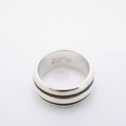 Tiffany & Co Ring Grooved/double Line Silver 925 Size 15 Ladies