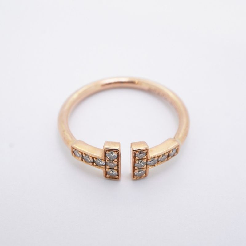 Tiffany & Co Ring T-wire 18K Pink Gold Pink Gold Diamond #105 Ladies