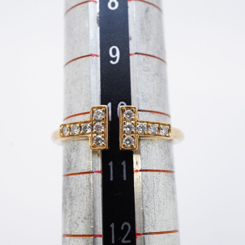 Tiffany & Co Ring T-wire 18K Pink Gold Pink Gold Diamond #105 Ladies