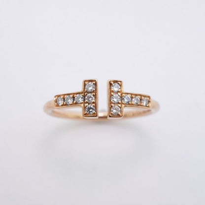 Tiffany & Co Ring T-wire 18K Pink Gold Pink Gold Diamond #105 Ladies
