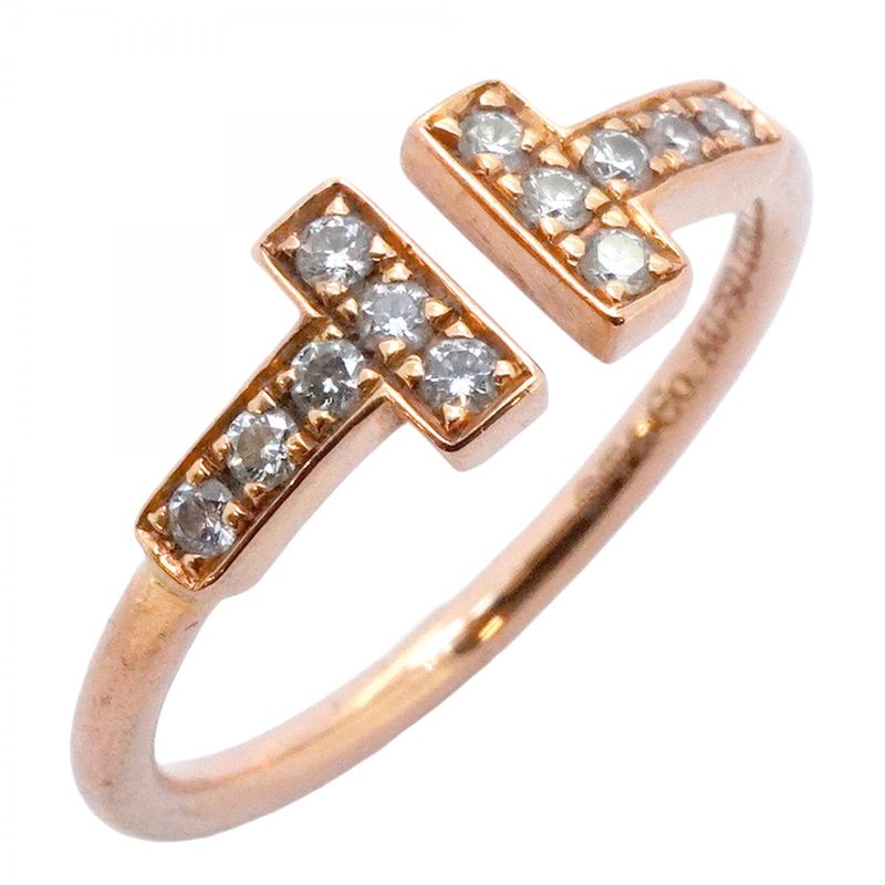 Tiffany & Co Ring T-wire 18K Pink Gold Pink Gold Diamond #105 Ladies