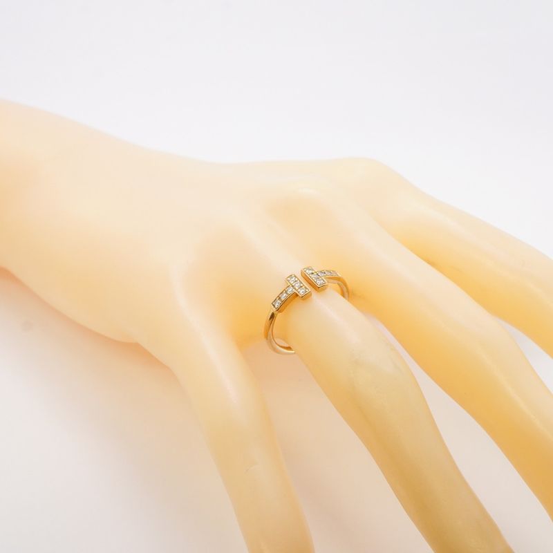 Tiffany & Co Ring T-wire 18K Pink Gold Pink Gold Diamond #105 Ladies