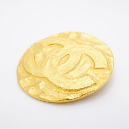 Chanel Brooch Vintage Coco Mark Round Shape Circle GP Plated Gold Ladies