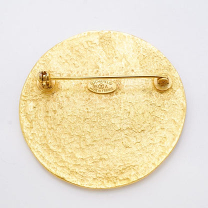 Chanel Brooch Vintage Coco Mark Round Shape Circle GP Plated Gold Ladies