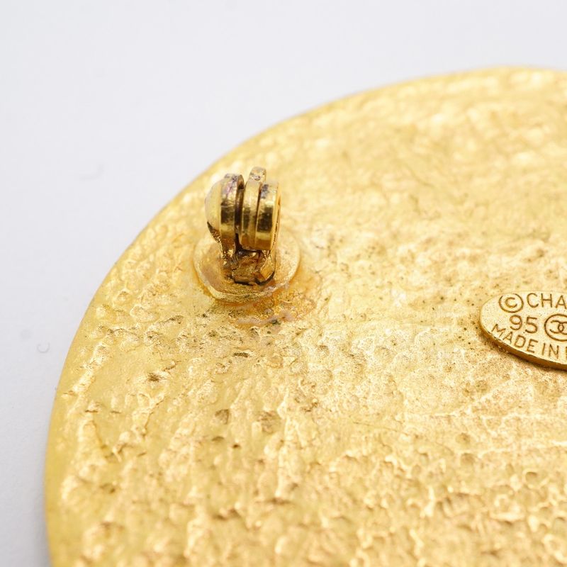 Chanel Brooch Vintage Coco Mark Round Shape Circle GP Plated Gold Ladies
