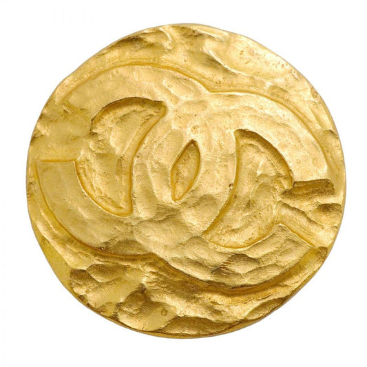 Chanel Brooch Vintage Coco Mark Round Shape Circle GP Plated Gold Ladies