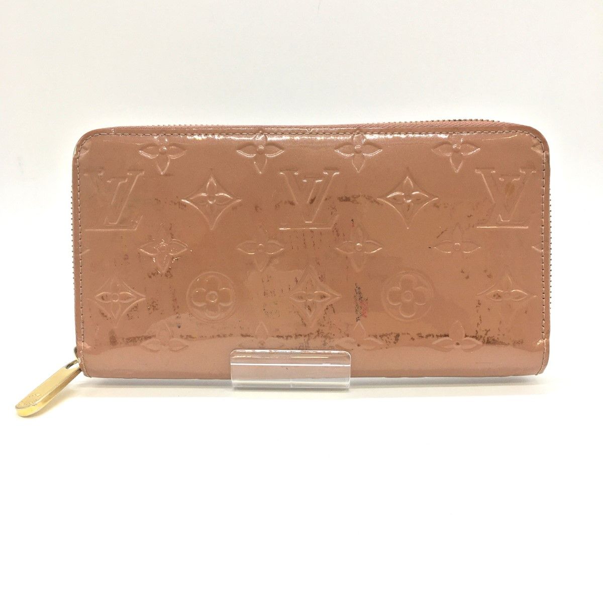 Louis Vuitton Vernis Zippy Wallet Rose Velour M91599 Beige