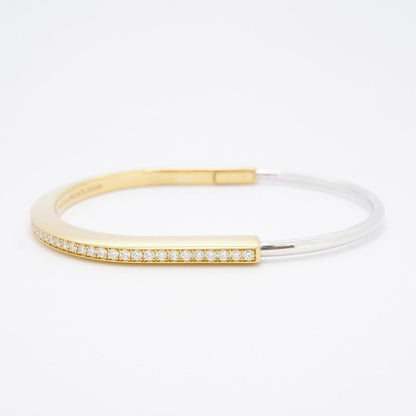 Tiffany & Co Bangle Lock Half Diamond 18K Yellow Gold Yellow Gold 18K White