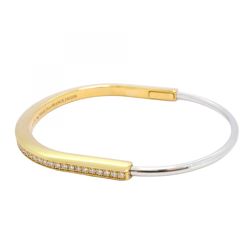 Tiffany & Co Bangle Lock Half Diamond 18K Yellow Gold Yellow Gold 18K White