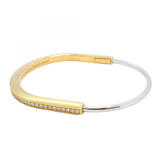 Tiffany & Co Bangle Lock Half Diamond 18K Yellow Gold Yellow Gold 18K White