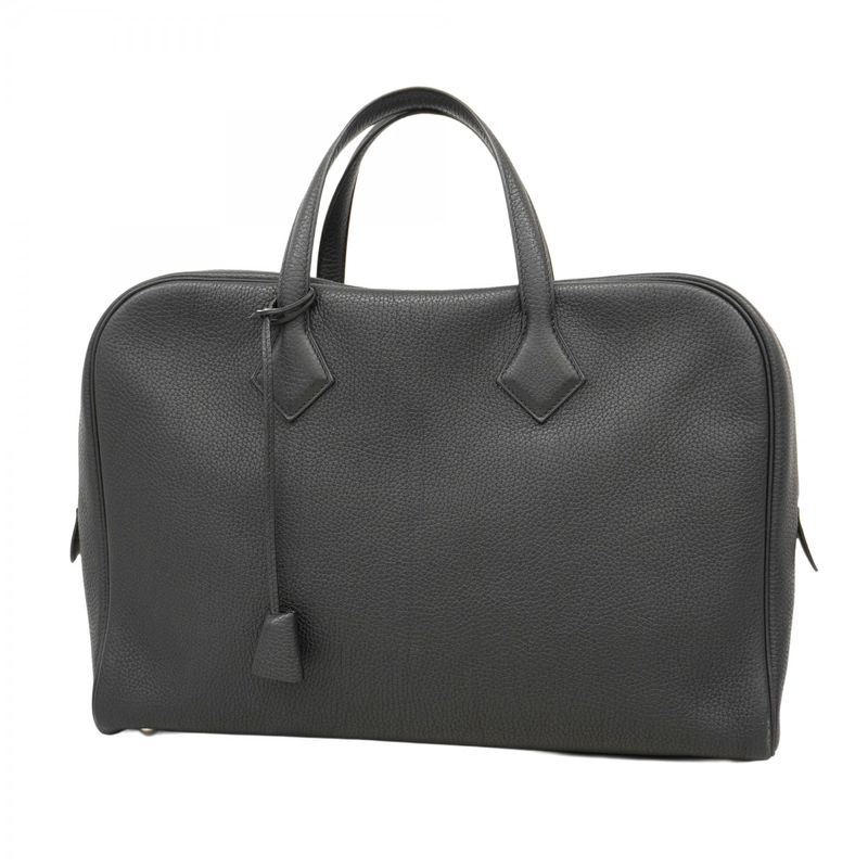 Hermes Briefcase Victoria 2 12H Taurillon Cles Mance Black Silver Hardware D