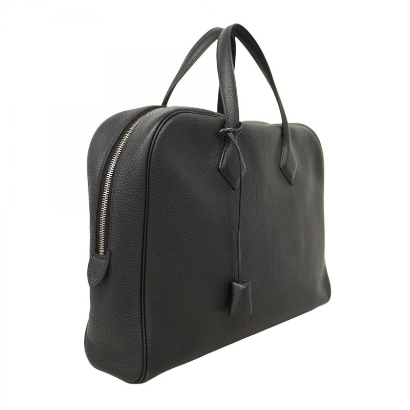 Hermes Briefcase Victoria 2 12H Taurillon Cles Mance Black Silver Hardware D