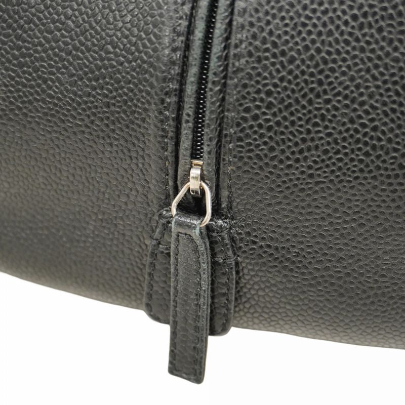 Chanel Handbag Matelasse Caviar Skin Black Silver Hardware Women