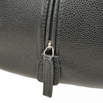 Chanel Handbag Matelasse Caviar Skin Black Silver Hardware Women