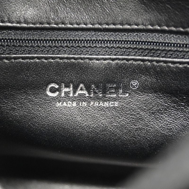 Chanel Handbag Matelasse Caviar Skin Black Silver Hardware Women