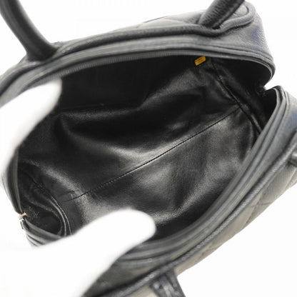 Chanel Handbag Matelasse Caviar Skin Black Silver Hardware Women