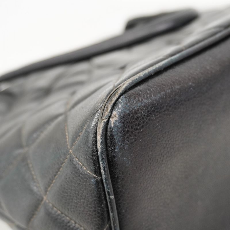 Chanel Tote Bag Revival Tote Caviar Skin Black Gold Hardware Women's