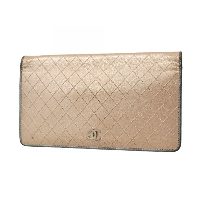 Chanel Long Wallet Bicolore Caviar Skin Silver Pink Gold Silver Hardware Women