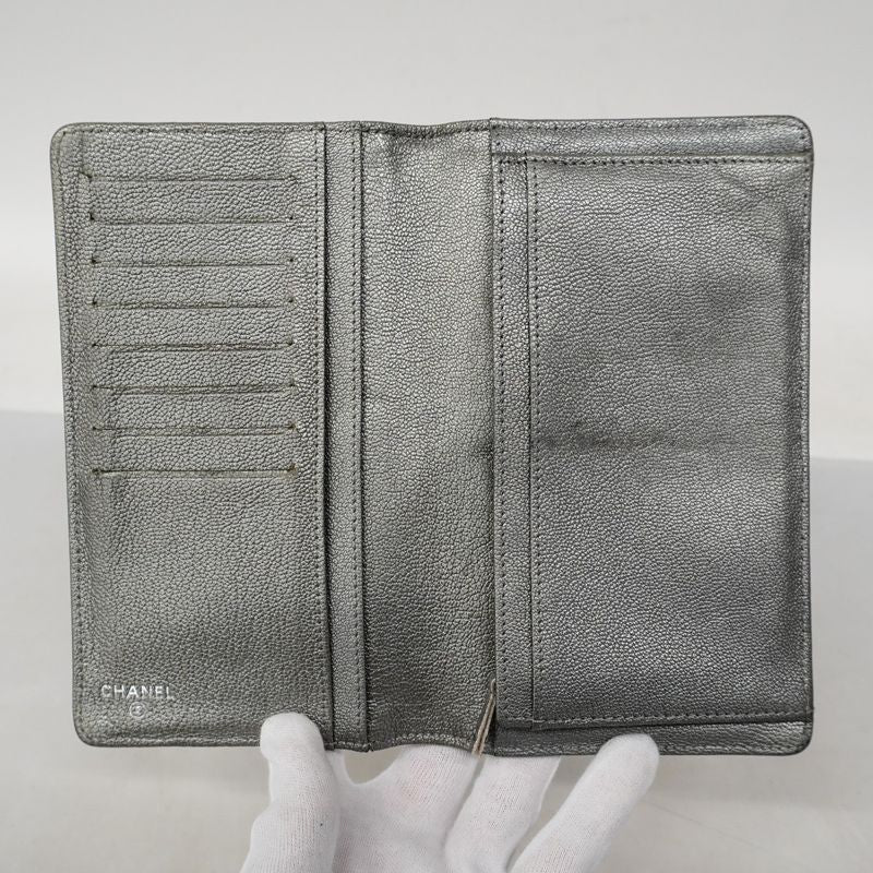 Chanel Long Wallet Bicolore Caviar Skin Silver Pink Gold Silver Hardware Women