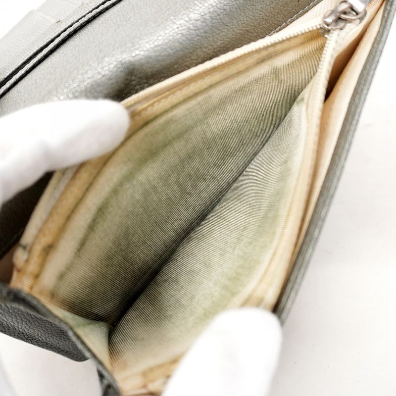 Chanel Long Wallet Bicolore Caviar Skin Silver Pink Gold Silver Hardware Women