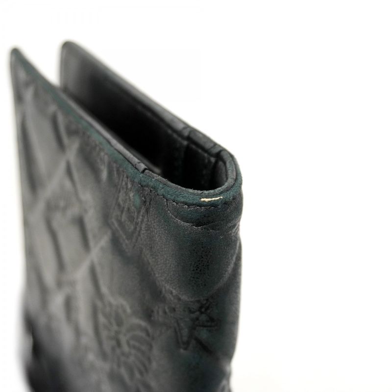 Chanel Long Wallet Icon Lambskin Black Silver Hardware Women