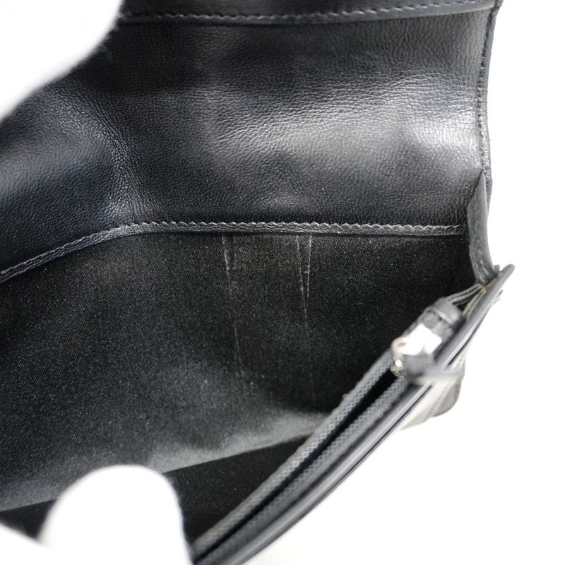 Chanel Long Wallet Icon Lambskin Black Silver Hardware Women