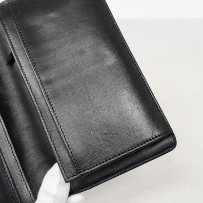 Chanel Long Wallet Icon Lambskin Black Silver Hardware Women