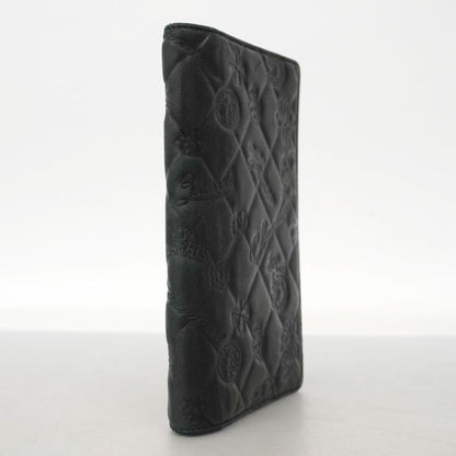 Chanel Long Wallet Icon Lambskin Black Silver Hardware Women