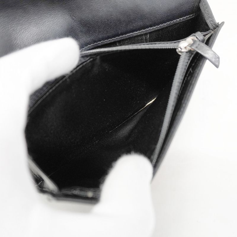 Chanel Long Wallet Icon Lambskin Black Silver Hardware Women