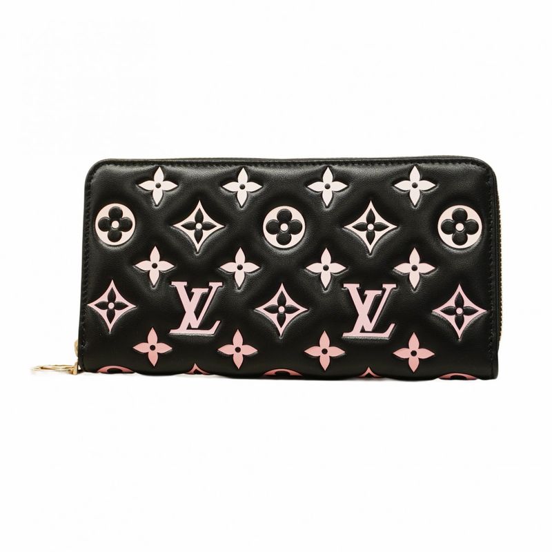Louis Vuitton Long Wallet Monogram Embossed Zippy Wallet M12152 Black Pin Cles