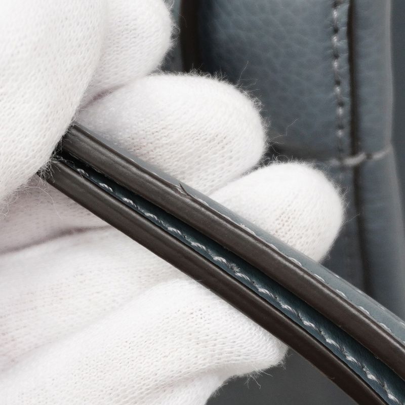 Fendi Shoulder Bag Origami Leather Gray Blue Gold Hardware Women