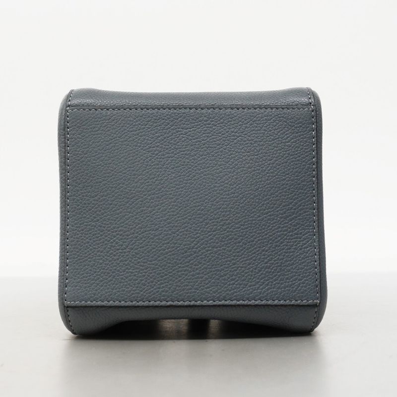 Fendi Shoulder Bag Origami Leather Gray Blue Gold Hardware Women