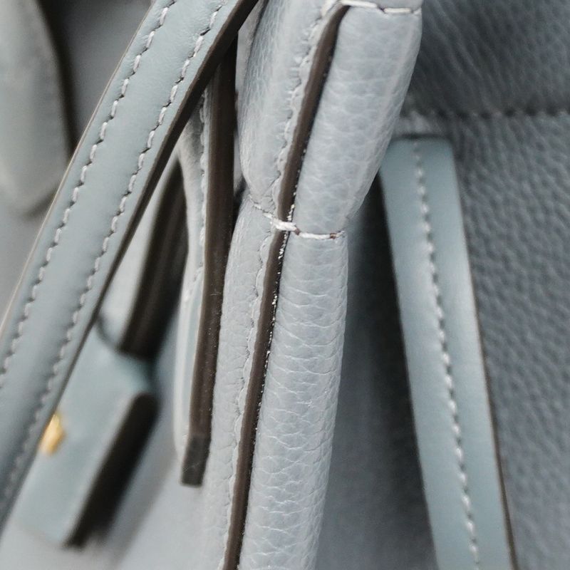 Fendi Shoulder Bag Origami Leather Gray Blue Gold Hardware Women