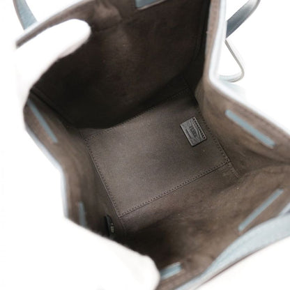 Fendi Shoulder Bag Origami Leather Gray Blue Gold Hardware Women