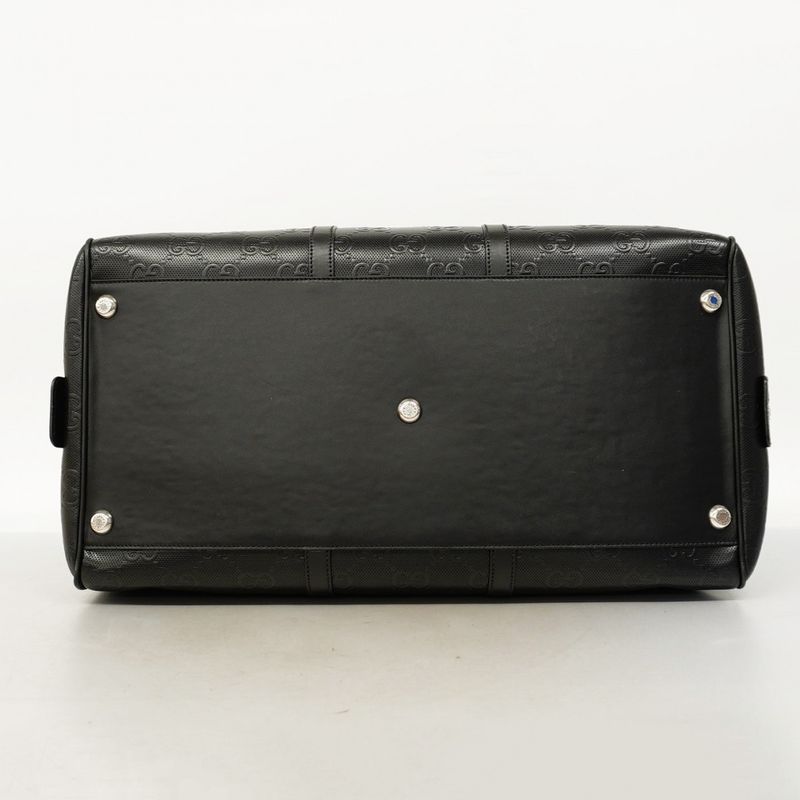 Gucci Boston Bag Jumbo GG 725129 Leather Black Silver Hardware 2way Bag Men's