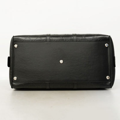 Gucci Boston Bag Jumbo GG 725129 Leather Black Silver Hardware 2way Bag Men's