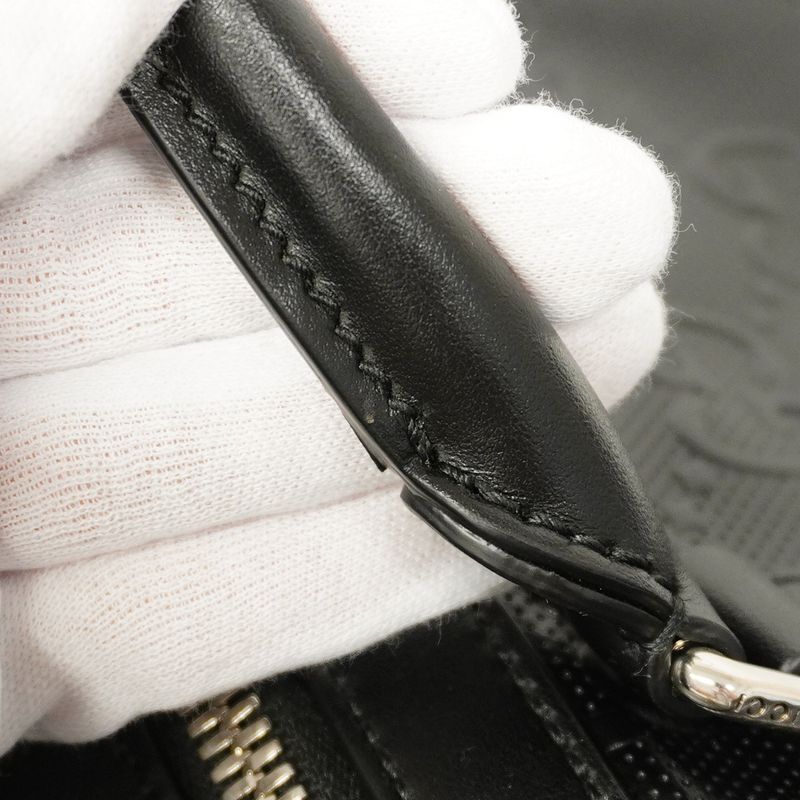 Gucci Boston Bag Jumbo GG 725129 Leather Black Silver Hardware 2way Bag Men's