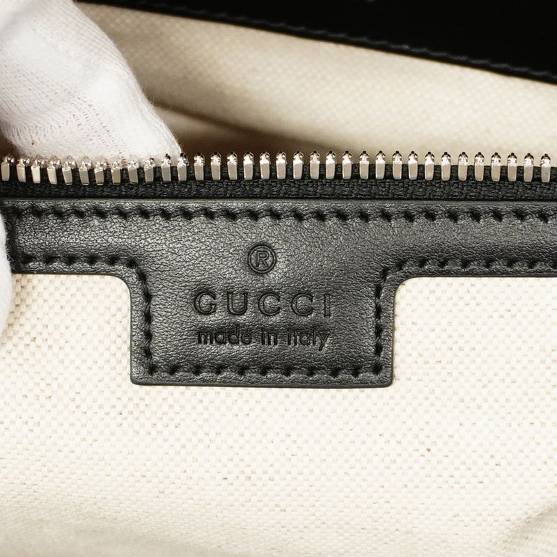 Gucci Boston Bag Jumbo GG 725129 Leather Black Silver Hardware 2way Bag Men's