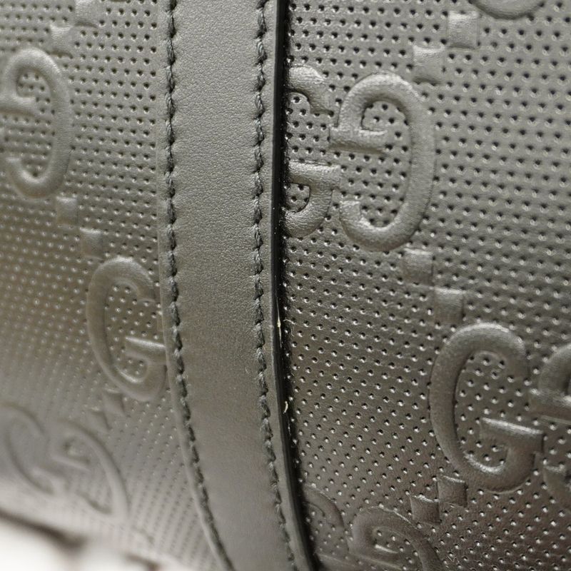 Gucci Boston Bag Jumbo GG 725129 Leather Black Silver Hardware 2way Bag Men's