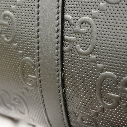 Gucci Boston Bag Jumbo GG 725129 Leather Black Silver Hardware 2way Bag Men's